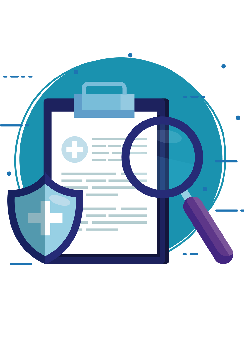 Narrative Summary Document - Medical Record, Searching medical details, Hospital Plus Symbol Shield