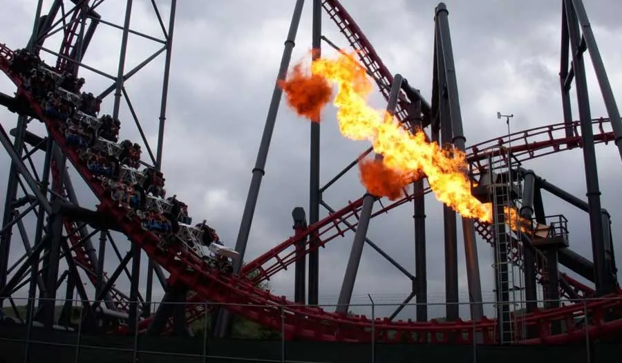 Amusement park ride representing theme park premises liability and injury claim documentation